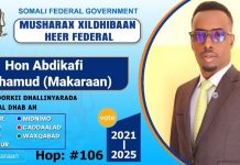 Musharax Xilibaan Barlamaanka Somalia Mudane Abdikaafi Mohamud Makaraan